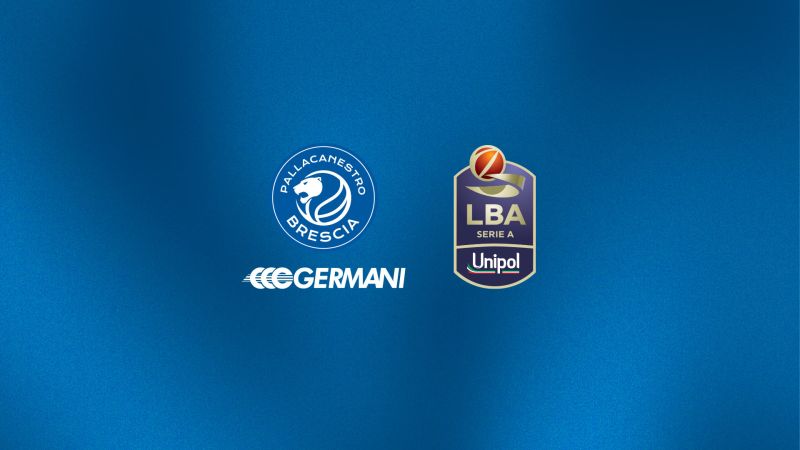 Banner con i loghi di Pallacanestro Brescia, Germani Trasporti, LBA Seria A